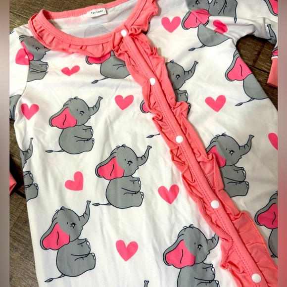 NWOT Toddler 12-18 Month-Elephant Print Kids One Piece Romper - Picture 2 of 6